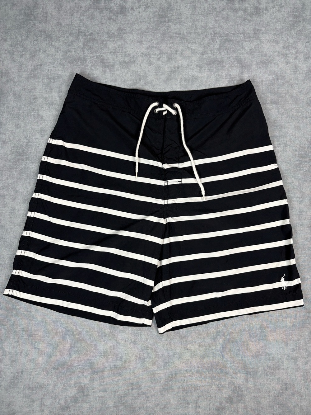 Polo Ralph Lauren Swim Trunks Shorts Striped Black White Size 32 Nylon
